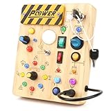 Joyreal Busy Board Montessori 2 Anno, Giochi in Legno con 19 LED, Pannello Sensoriale Bambini Montessori, Giochi Educativi Regalo Bimbo 2 3 4 Anni