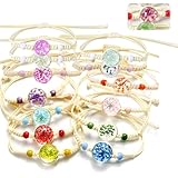 Snowtain 13 Pezzi Braccialetti dell amicizia per ragazze,Bracciale di fiori secchi Braccialetti di Amicizia Multi Colore,Braccialetti Regolabile Intrecciati Perfetto per donne, ragazze.