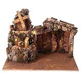 Holyart Capanna Mulino a Vento presepe Napoletano Legno 35x45x30 cm