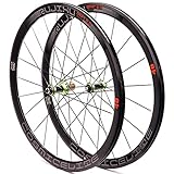 RUJIXU Set Ruote Bici da Strada 700c Ruota di Bicicletta da Corsa Cerchi A Doppia Parete 40mm 8-11velocità Cassetta Mozzo in Fibra di Carbonio Ruota A Sgancio Rapido Freno sul Cerchione 1900g