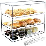 Cityjoy Espositore trasparente a 3 ripiani per pasticceria, vetrina per pasticceria, 49,5 x 38 x 26 cm, per feste, dessert, torte e pane, 5 mm, pannello PETG ad alto impatto