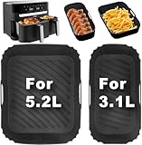 2 pezzi accessori per friggitrice ad aria calda Tefal EY9018 5,2/3,1 l, Cecotec 5,5/3,5 l, Lakeland 5L/3L, 1×5.2L+1×3.1L Airfryer stampo in silicone per friggitrice ad aria calda, accessori ad aria