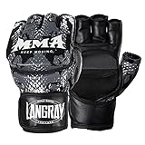 LangRay Guanti MMA, Guantoni da boxe per Adult, Guanti Karate Arti Marziali Muay Thai UFC Combattimento Kickboxing Combat Grappling Sparring Guantoni Sacco da boxe in Pelle,M