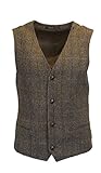 Walker & Hawkes - Gilet classico da uomo in tweed scozzese Harris scozzese a spina di pesce Overcheck Country - Clinton Brown - 38-48 Clinton Brown 54