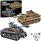 Cattle WW2 Army Tank Toys Building Kit, una tigre tedesca e un carro armato americano M4 Sherman modellini 1184 blocchi giocattolo militare regalo per ragazzi bambini e ragazzi età 6-14