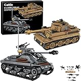 Cattle WW2 Army Tank Toys Building Kit, una tigre tedesca e un carro armato americano M4 Sherman modellini 1184 blocchi giocattolo militare regalo per ragazzi bambini e ragazzi età 6-14