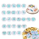 Lettere Pasta di Zucchero, XCOZU 26 pezzi Stampini per Biscotti per Lettere Maiuscole, Cake Alphabet Plunger Set, Stampi per Torta Fondant, Stampini Alfabeto Cookie Stamp per Torta (Blu)