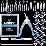 Kalolary 120pcs Nail Dual Forms Stiletto Nail Mold Kit con 10pcs Clip per Unghie blu Tagliaunghie blu Lima per Unghie e Pennello Poly uv gel a Doppia Estremità