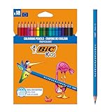 BIC Kids Matite Colorate, Tropicolors, Colori Per Bambini A Casa E A Scuola, Colori Assortiti, 18 Unità (Confezione da 1)