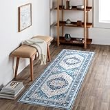 Carvapet Lavabile Tappeto Corridoio 60x180cm Antiscivolo Tappeti Runner Passatoia Lungo Sottile Blu Tappeti di Zona per Camera da Letto Soggiorno Cucina