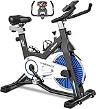 LABGREY Cyclette Professionale, Bicicletta ad attrito Indoor da Camera con Schermo LCD e Portabicchieri, Volano 15kg, per Fitness ed Esercizio a Casa (Argento)