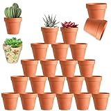 Vasi in Terracotta, 24pcs Vaso di Fiori, Pentole per Piante di Argilla, 3,5x3 cm Vaso per Piante in Miniatura Fioriera, Vaso Terracotta con Foro di Scarico, per Interni ed Esterni