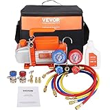 VEVOR Kit Pompa a Vuoto Monostadio per Aria Condizionata di Automobili 150W Pressione tra 55-276 Bar, Kit Pompa Vuoto 100 L/min per Riparazione di Condizionatore Frigo Refrigeranti HVAC