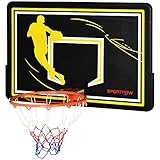 SPORTNOW Canestro Basket per Bambini e Adulti da Indoor e Outdoor in Acciaio e PE, 110x90x70 cm, Nero e Giallo