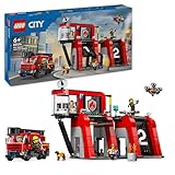 LEGO City Caserma dei Pompieri e Autopompa, Stazione con Camion Giocattolo d Emergenza, 6 Minifigure, Cane e Accessori, Gioco d Azione dei Vigili del Fuoco per Bambini e Bambine da 6 Anni in su 60414