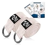 Set 2 Cinghie da Yoga con eBook Incluso - Yoga Strap in Cotone Spesso e Resistente Regolabile I Accessori Yoga I Pilates e Stretching - Lunghezza 2,4m I Cinghia da Yoga