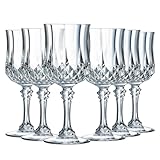 Cristal d Arques Paris Longchamp Collection - 6 bicchieri da vino 25 cl in Kwarx, lucentezza, trasparenza e alta resistenza, modellature iconiche, realizzati in Francia