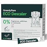 GREENLY PURE Decalcificante Universale per Macchine da Caffè, 100% Acido Citrico di Qualità Alimentare, Anticalcare per Acqua, 12 bustine da 15g