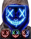 AnanBros - Maschera per Halloween, con luci a LED, maschera, per Halloween, 3 modalità di illuminazione, per cosplay e feste, colore: blu