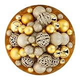 Giftsome Palline di Natala d Oro - 101 Pezzi Decorazioni Albero di Natale - Addobbi Albero di Natale - per Uso Interno ed Esterno - Ø3/4/6 cm - Opache, Lucide, Acintillanti e Aperte