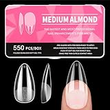 Diboniur 550 Pezzi Tip in Gel Unghie, 11 Taglie Tip Unghie Ricostruzione, Unghie Finte Copertura Completa, Gel Tips Unghie Mandorla per Salone Manicure, Nail Art Principiante