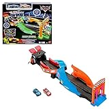 Mattel Disney Pixar CARS - Pista Fluo Incrociata, playset con pista e due macchinine che brillano al buio, include Saetta McQueen e Jackson Storm, giocattolo per bambini, 4+ anni, HPD80