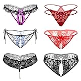 Glovios Lingerie Donna Mutandine,6PCS Mutande Elastiche Perizoma Donna con Pizzi Floreali e G-String,Soft Lace Perizoma Mutandine,Biancheria Intima Pizzo (IT, Testo, Taglia unica, Regular, Regular, B)