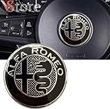 Logo per Volante Sterzo FREGIO Stemma Compatibile Per Alfa Romeo MY 2016 New Black Nero Logo 40mm Giulietta, Mito, 147, 159, 156, 4c, Brera