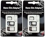 2X Kit Adattatore Nano Sim 4 In 1 per Tutti I Dispositivi Mobile (Nano Sim a Micro Sim Card, Micro Sim a Standard Card, Nano Sim a Standard Card) + Graffetta Per Estrarre Sim Adapter Universale