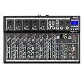 Weymic F7-Pro Professional Mixer | 4-Channel 2-Bus Mixer/w USB Audio Interface for Recording DJ Stage Karaoke Music Application