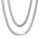 ChainsHouse Collana Serpente Piatta Larga 8MM Larghezza Collana Donna Argento Girocollo Collana U Oro Catenina Uomo Acciaio Multi-lunghezza 46-76 CM Impermeabile Non Sbiadisce