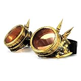 4sold occhiali da sole Steampunk, Antique, Copper, Cyber, Goggles, Rave, Goth, Vintage, Victorian goggles studs gold with free lensses and stickers M