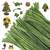 G2PLUS 100PCS Verde Muschio Scovolini Ciniglia Steli in Ciniglia Pipa Scovolini Scovolini Decorativi Bastoncini Decorativi in Ciniglia Lavoretti Creativi per Bambini,Bricolage e Decorazione