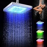Atopskins Soffione doccia a LED – Soffione a pioggia quadrata da 8 pollici per il bagno con luci LED che cambiano colore – dipendente dalla temperatura