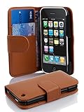 Cadorabo Custodia Libro per Apple iPhone 3 / iPhone 3GS in Marrone Cioccolata - con Vani di Carte e Funzione Stand di Similpelle Strutturata - Portafoglio Cover Case Wallet Book Etui Protezione