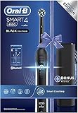 Oral-B Spazzolino Elettrico Ricaricabile Smart 4 4500, Sensore di Pressione Luminoso, Batteria a Lunga Durata, 2 Testine, 1 Spazzolino, 1 Custodia da Viaggio e 1 Dentifricio, Nero, Idea Regalo