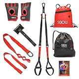 Setgowell - Trx Fitness Da Casa, Cavi Allenamento, Attrezzo Palestra, Kit Completo Multifunzione, Bande Resistenza, Attrezzi Sport Ginnastica, Rosso