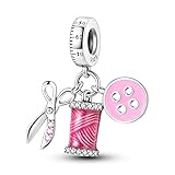 CYCUFF Sterling Silver Charms 925 per Bracciale Europeo, Collane Pendente Perline Gioielli Regalo per Le Donne Amici di Famiglia (Charms forbici e bottoni)