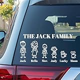 Adesivi personalizzati Famiglia per Auto, Stick Figure Mia Famiglia Autoadesivo dell automobile, Adesivo per Auto con Soggetto a scelta e Nome Personalizzabile, Impermeabile