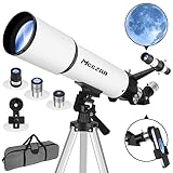 MEEZAA Telescopio, Telescopio Astronomico Professionale Adulti, 80/600 mm Telescopio Rifrattore per Bambini e Principianti, Telescopio Portatile 24X-180X con Treppiede, Adattatore Telefonico e Borsa