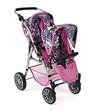 Bayer Chic 2000 - Passeggino gemellare per bambole Twinny, passeggino gemellare per bambini dai 4 agli 8 anni, unicorno, rosa navy, 691-43