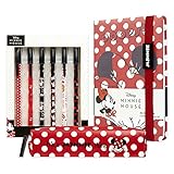 Disney Set Cancelleria Notebook Quaderno A5 Astuccio e Set Penne Disney Gadget Originale Minnie The Mandalorian Ih-oh Cancelleria Ufficio Scuola Università (Rosso Minnie)