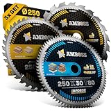 AMBOSS WERKZEUGE® - Set di lame per sega circolare Ø 250 x 30 mani, adatto per Mafell Erika 85 EC, Dewalt DWE 7492 ecc