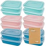 Codil Tupperware Set per la conservazione degli alimenti in plastica senza BPA con coperchio, adatto a microonde, lavastoviglie e congelatore (Rosa, Verde y Azul, 12 x 0.8L)