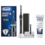 Oral-B Spazzolino Elettrico Ricaricabile Smart 4 4500, 1 Spazzolino Nero, 2 Testine CrossAction, 1 Custodia da Viaggio + Dentifricio Rigenera Smalto, Pulizia Quotidiana 75ml