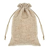 SumDirect 20Pcs 13x18Cm Sacchetto di tela di lino marrone, mini sacchetti regalo leggeri Sacchetti traspiranti con coulisse Sacchetti di iuta per matrimoni, feste, compleanni, fai da te