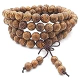 Thajaling 108 Bracciale da Preghiera Bracciale Mala, Legno Naturale Tibetano Buddista Buddha Meditazione Collana Bracciale Mala