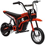 HOMCOM 24V Moto Elettrica per Bambini 8-12 Anni con Acceleratore Manuale, Mini Moto Cross Elettrica per Bambini con Sospensione, Luci e Suoni, 2 Velocità 8-16km/h e Ruote 30.5cm, Rosso