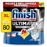 Finish Ultimate Infinity Shine Pastiglie Lavastoviglie, 80 Capsule Lavastoviglie al Limone, Pastiglie per Lavastoviglie contro lo Sporco e i Residui Incrostati