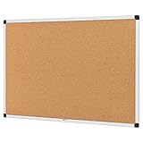 Amazon Basics - Rettangolare Bacheca in sughero, con cornice in alluminio, Argento, 90 x 60 cm